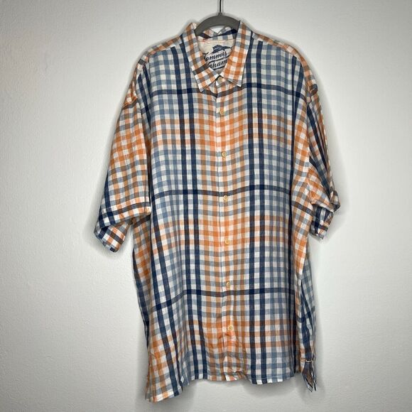 Tommy Bahama Linen Shirt Mens Plaid Short Sleeve Collared Relax XXL 2XL - Picture 2 of 10